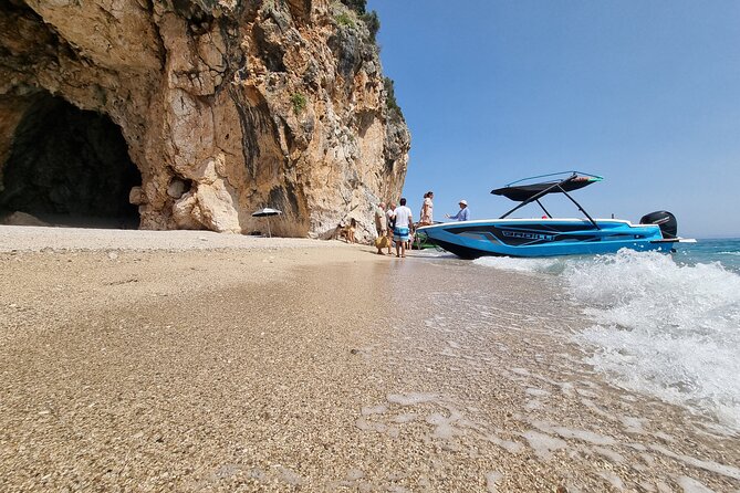 Dhermi: Boat tour of the coast to Filikuri beach - The drive-by sights: Alevra Bay, Gjipe canyon, and Himara from the water