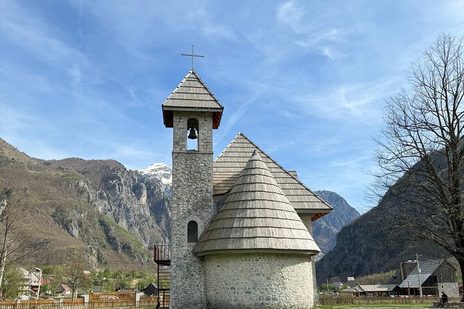 From Tirana/Durres/Shkoder: Theth and Blue Eye daily tour - Theth Village: church history and the blood feud tower stop