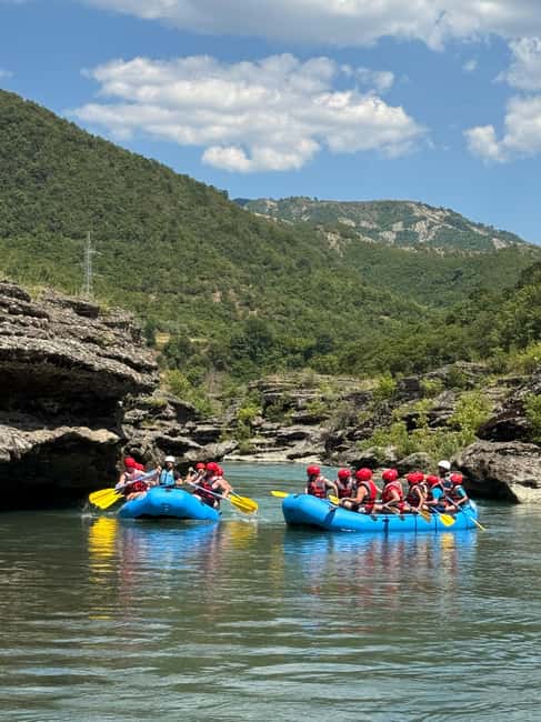 Permet: Kayak Experience - Vjosa River National Park Albania - The first stretch: gentle rapids that help you get your bearings
