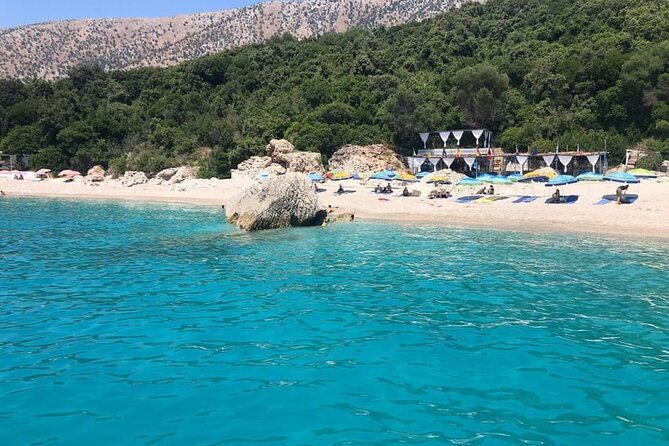Sarandë:Boat Tour to Kroreza with snorkelling & umbrellas - Krorezë Beach: the main stop, golden sand, and 2 to 2.5 hours to enjoy it