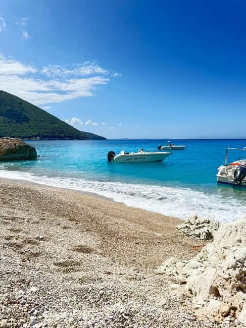 Sarandë: Boat Tour Turtle Cave Kakome & Krorez Snorkeling - Secret Beach anchors: a photo moment, not a swim moment