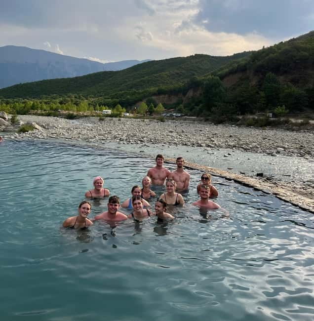 Sarande: Permet 4x4 Tour, Rafting and Thermal baths - På lunchtime break: steak and potatoes in Përmet