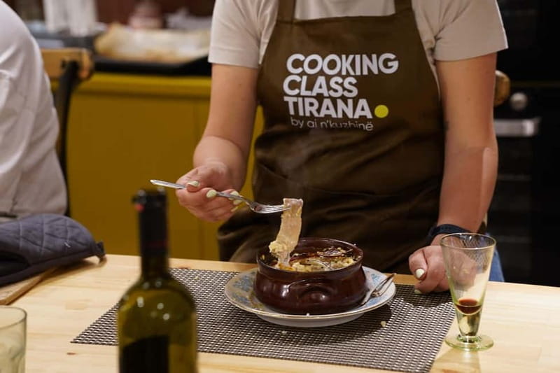 Traditional Albanian Cooking Class in Tirana & Raki Tasting - The menu in motion: appetizers first, then pershesh chicken