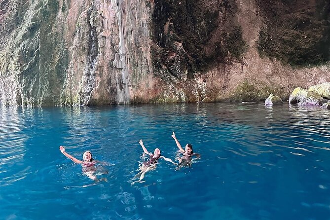 Vlore Private Boat Tour to Haxhi Ali Cave & Karaburun Beach - Alcohol on board, beach chairs, and the value math for $360.03 per group